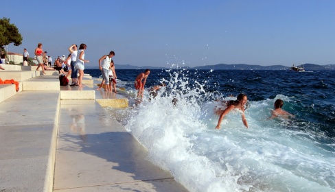 Promenade steps with the Sea Organ in Zadar